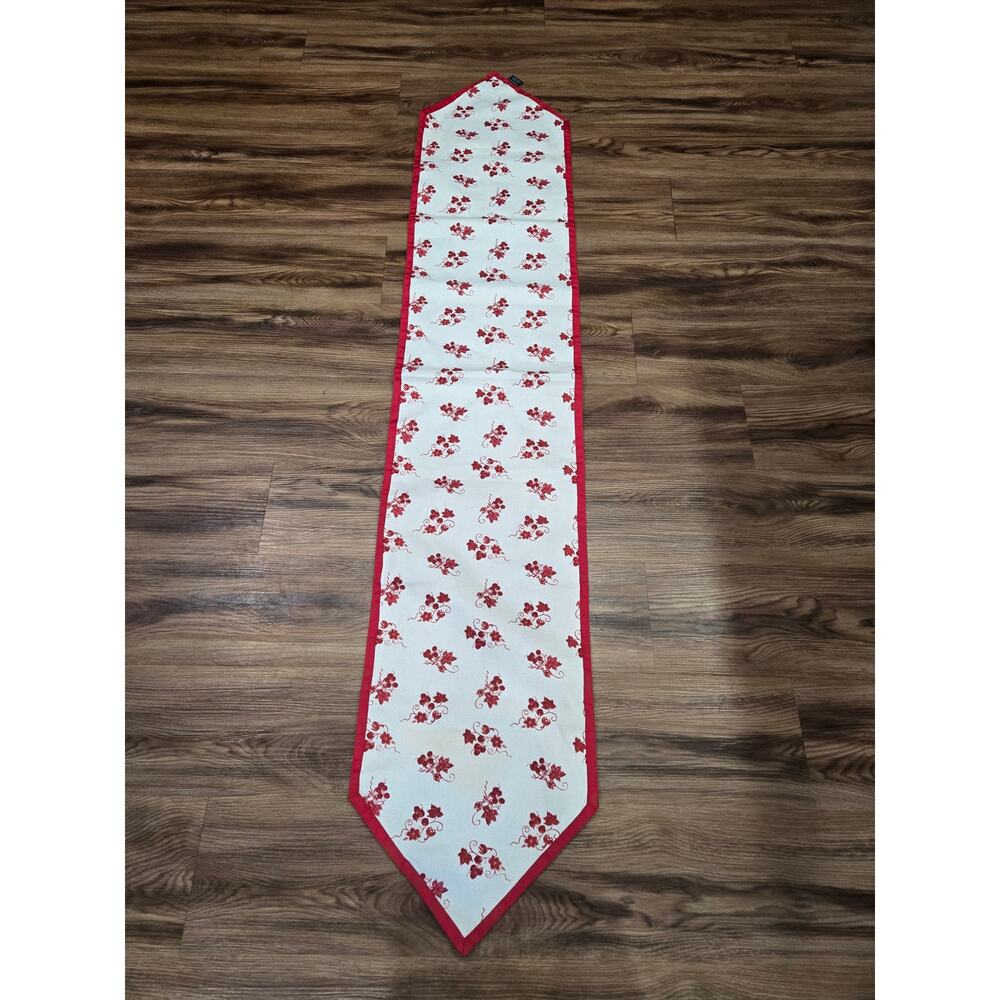 Lands End Table Runner 71" x 13.5" Red White Home Decor  100% Cotton Cherries